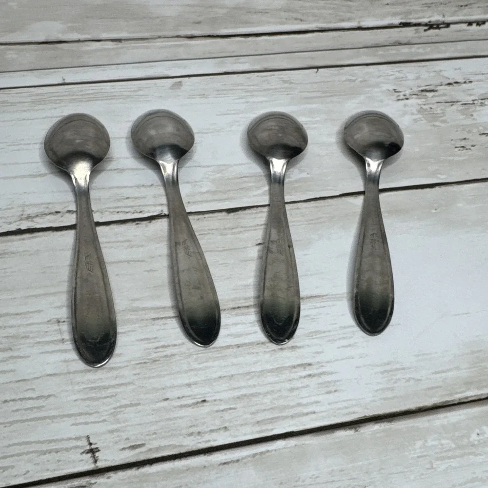 Vintage Inox P Wings Stainless Steel Coffee/Tea Small Spoons Lot Of 4